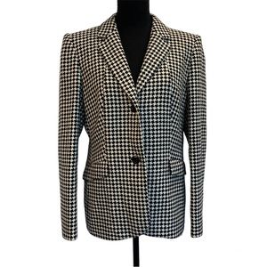 Betty Barclay Black cream vintage Houndstooth virgin wool blazer Sz 40